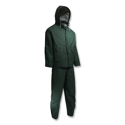Dunlop® Protective Footwear Sitex 3-Pc Rain Suit with Detachable Hood Jacket/Bib Overalls, 0.35 mm Thick, Polyester/PVC, Hunter Green, 2X-Large (868-76600002X)