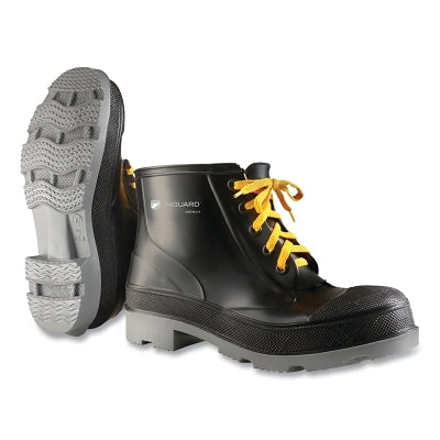 Dunlop® Protective Footwear PolyGoliath Rubber Ankle Boots, Steel Toe, Men's 6, 6 in Lace-Up Boot, Polyurethane/PVC, Black/Gray (868-861040006)