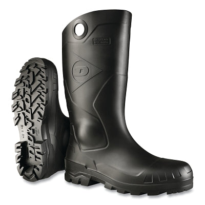 Dunlop® Protective Footwear Chesapeake Rubber Boots, Plain Toe, Unisex 5, 16 in Boot, PVC, Black (868-867750005)