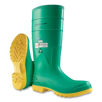 Dunlop® Protective Footwear Hazmax Steel Toe/Midsole Rubber Boots, Men's 13, 16 in Boot, PVC, Green/Yellow (868-870120013)