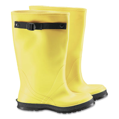 Dunlop® Protective Footwear 17 in Rubber Slicker Overboots, Plain Toe, Men's 13, Flex-O-Thane/PVC, Yellow/Black (868-880500013)