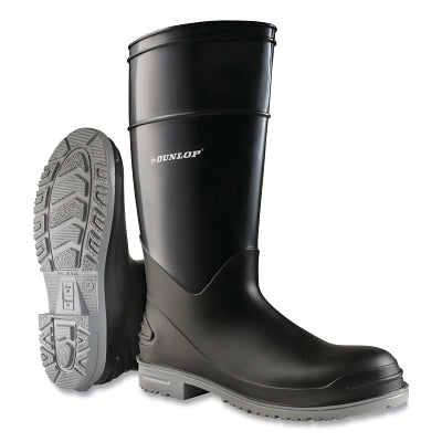 Dunlop® Protective Footwear PolyGoliath Rubber Boots, Steel Toe, Men's 5, 16 in Boot, Polyblend/PVC, Black/Gray (868-896820005)