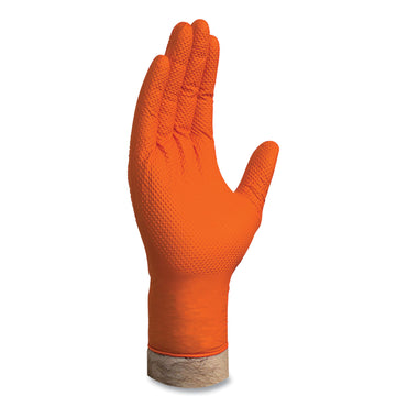GloveWorks® by AMMEX® Heavy-Duty Industrial Nitrile Gloves, Powder-Free, Medium, 8 mil Thick, 9.5" Long, Orange, 100/Box (AXCGWON44100)