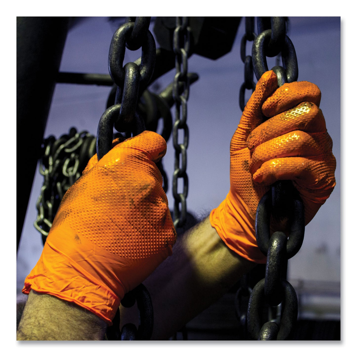 GloveWorks® by AMMEX® Heavy-Duty Industrial Nitrile Gloves, Powder-Free, Medium, 8 mil Thick, 9.5" Long, Orange, 100/Box (AXCGWON44100)