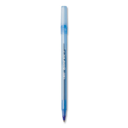 round-stic-xtra-life-ballpoint-pen-stick-medium-1-mm-blue-ink-translucent-blue-barrel-144-pack-bicgsm144azblu_2