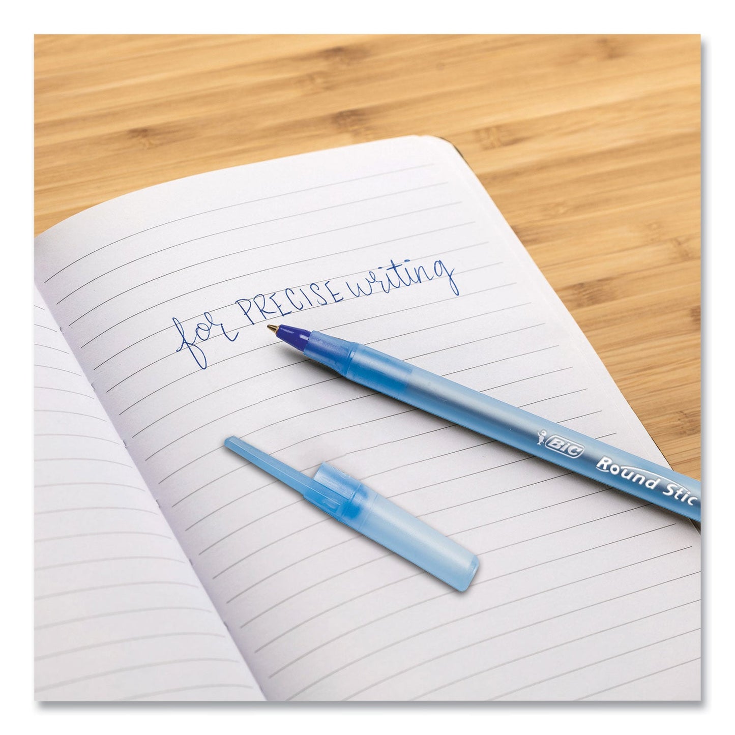 round-stic-xtra-life-ballpoint-pen-stick-medium-1-mm-blue-ink-translucent-blue-barrel-144-pack-bicgsm144azblu_4