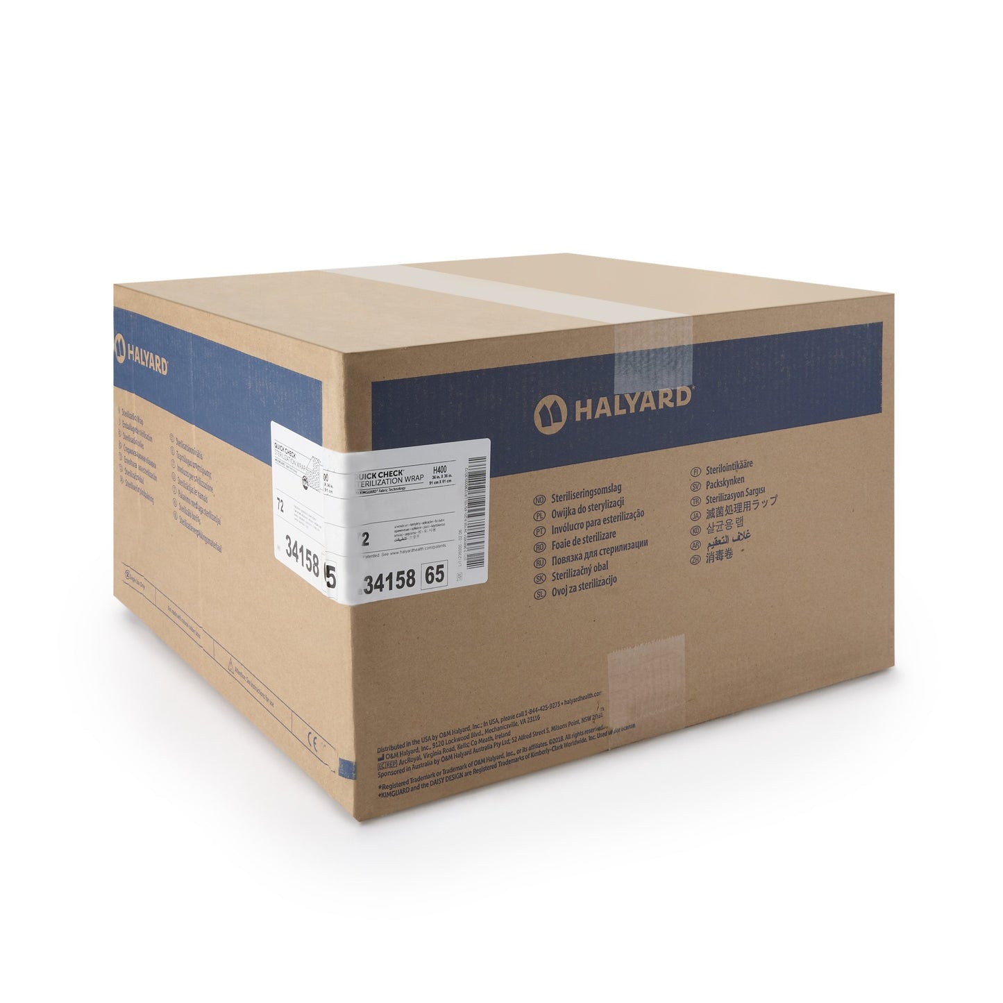 QUICK CHECK* H400 Sterilization Wrap White / Blue 36 X 36 Inch Dual Layer SMS Polypropylene Steam / EO Gas / Hydrogen Peroxide (809429_CS)