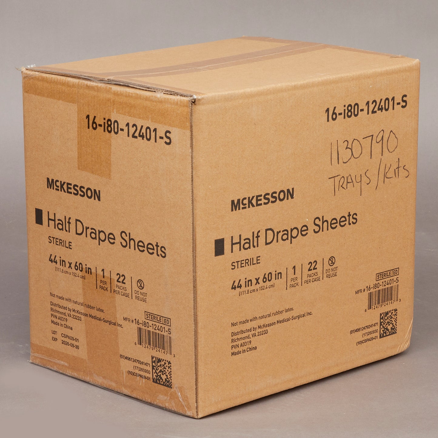 McKesson General Purpose Drape Half Drape Sheet 60 W X 44 L Inch Sterile (1130790_PK)