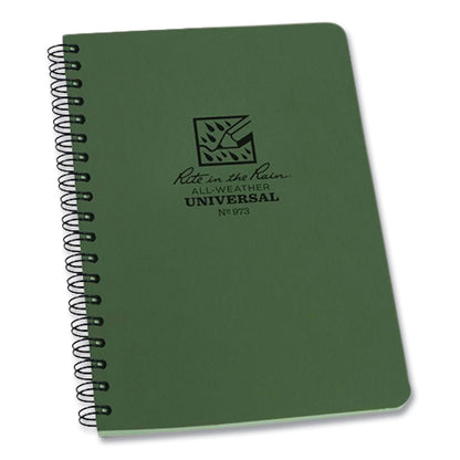 Rite in the Rain® All-Weather Wire-O Notebook, 1-Subject, Universal: Narrow Rule and Quadrille Rule, Dark Green Cover, (32) 7 x 4.63 Sheets (RIR973)