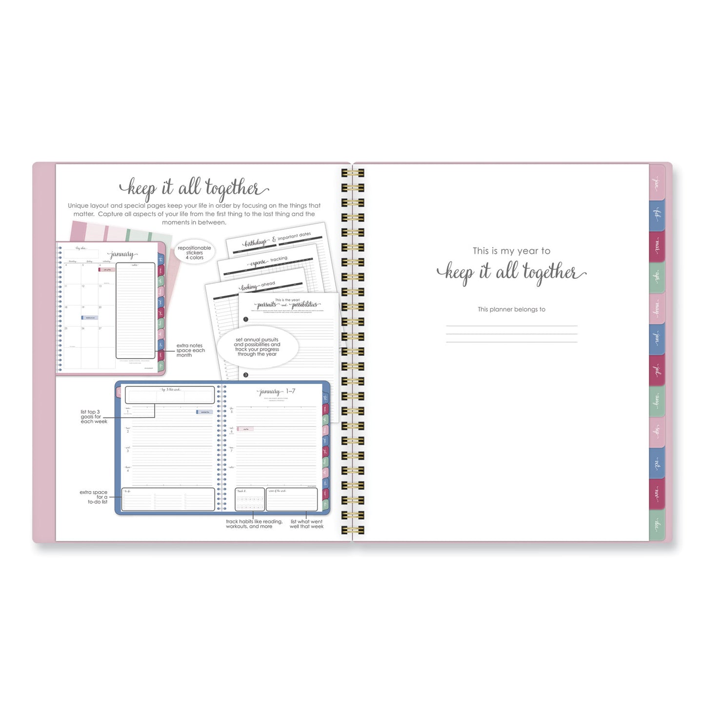 AT-A-GLANCE® Harmony Weekly/Monthly Poly Planner, 8.81 x 7.88, Pink Cover, 13-Month: Jan 2026 to Jan 2027 (AAG109980527)