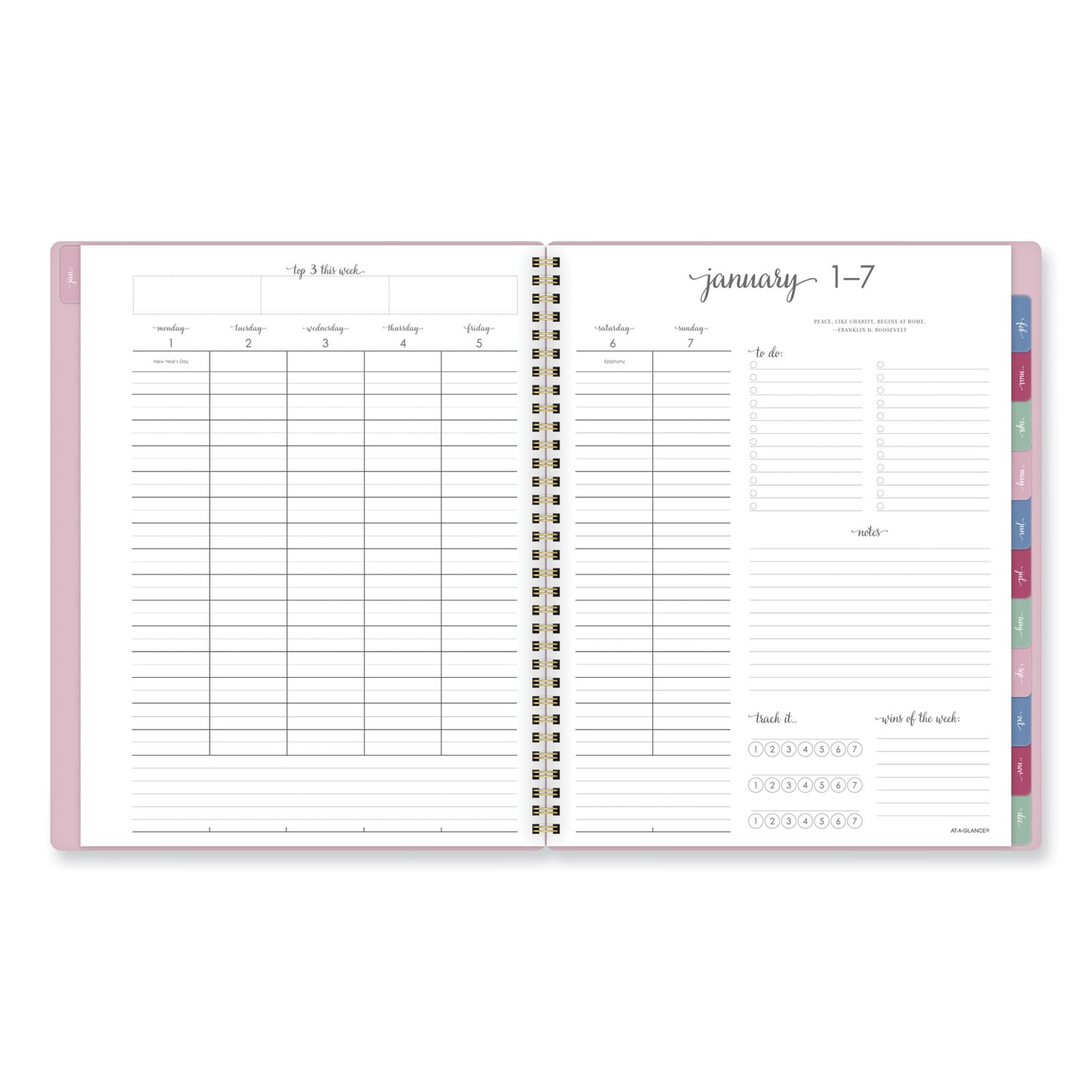AT-A-GLANCE® Harmony Weekly/Monthly Poly Planner, 11 x 9.38, Pink Cover, 13-Month: Jan 2026 to Jan 2027 (AAG109990527)