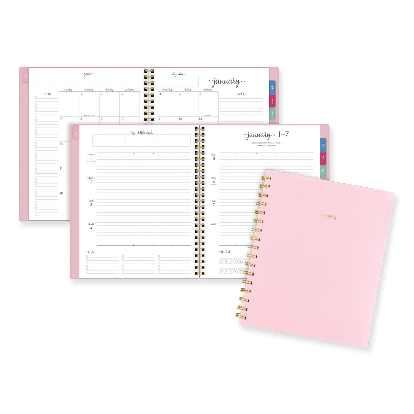 AT-A-GLANCE® Harmony Weekly/Monthly Poly Planner, 8.81 x 7.88, Pink Cover, 13-Month: Jan 2026 to Jan 2027 (AAG109980527)