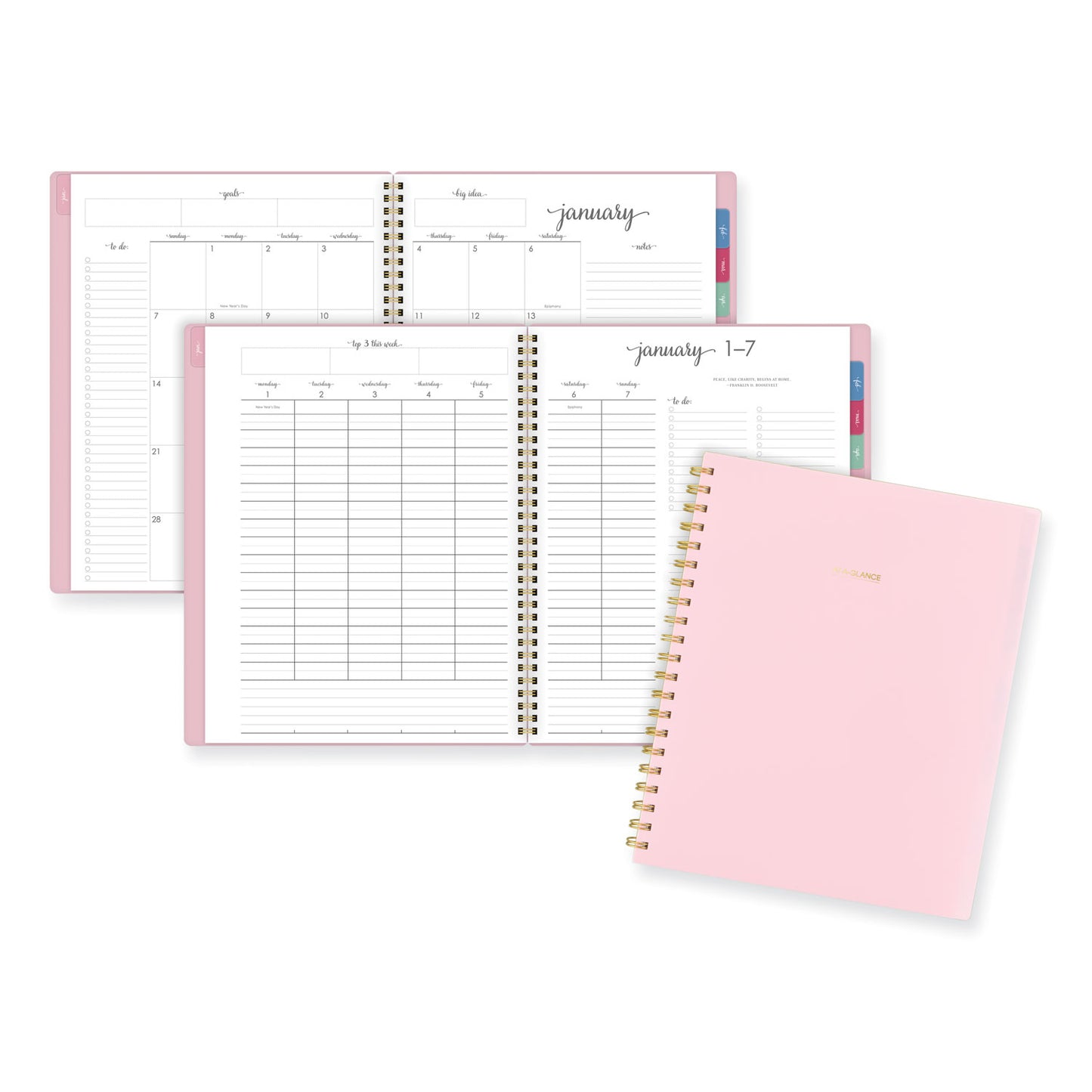 AT-A-GLANCE® Harmony Weekly/Monthly Poly Planner, 11 x 9.38, Pink Cover, 13-Month: Jan 2026 to Jan 2027 (AAG109990527)