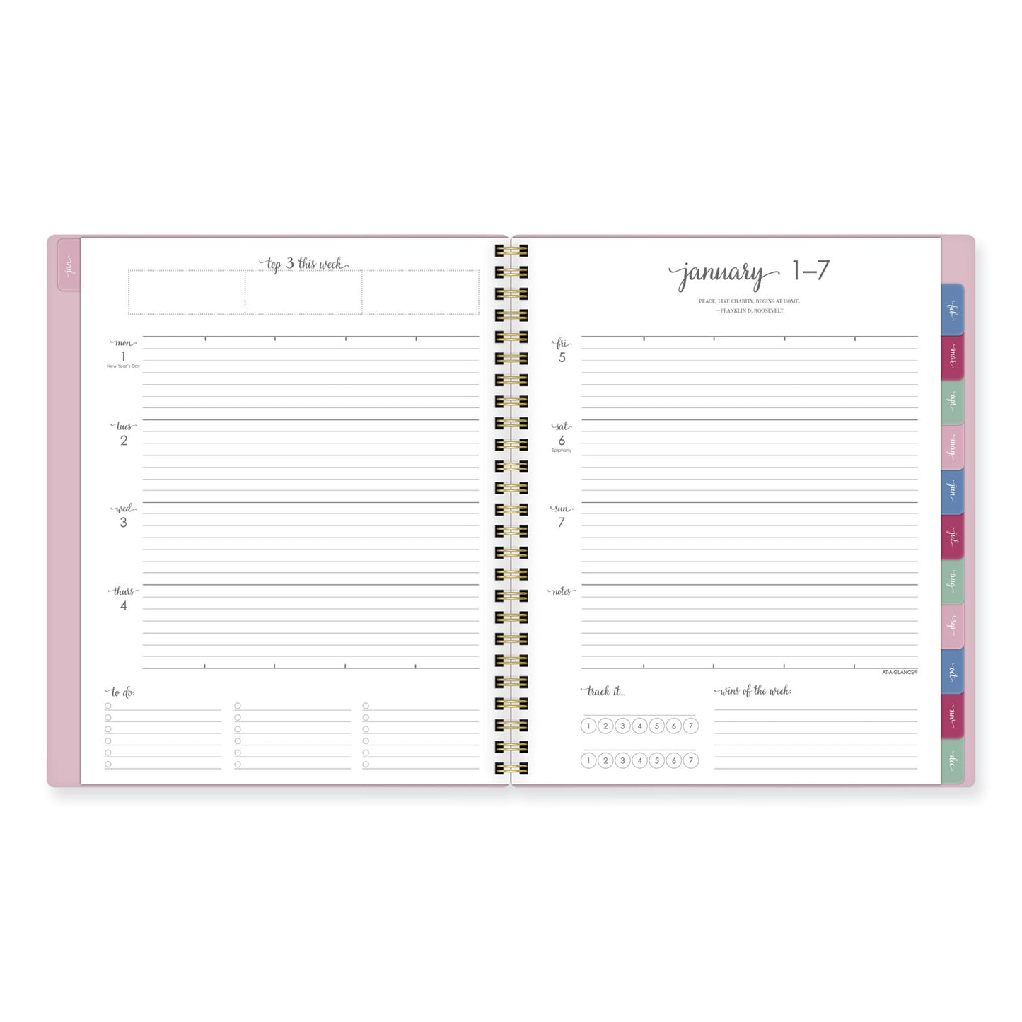 AT-A-GLANCE® Harmony Weekly/Monthly Poly Planner, 8.81 x 7.88, Pink Cover, 13-Month: Jan 2026 to Jan 2027 (AAG109980527)