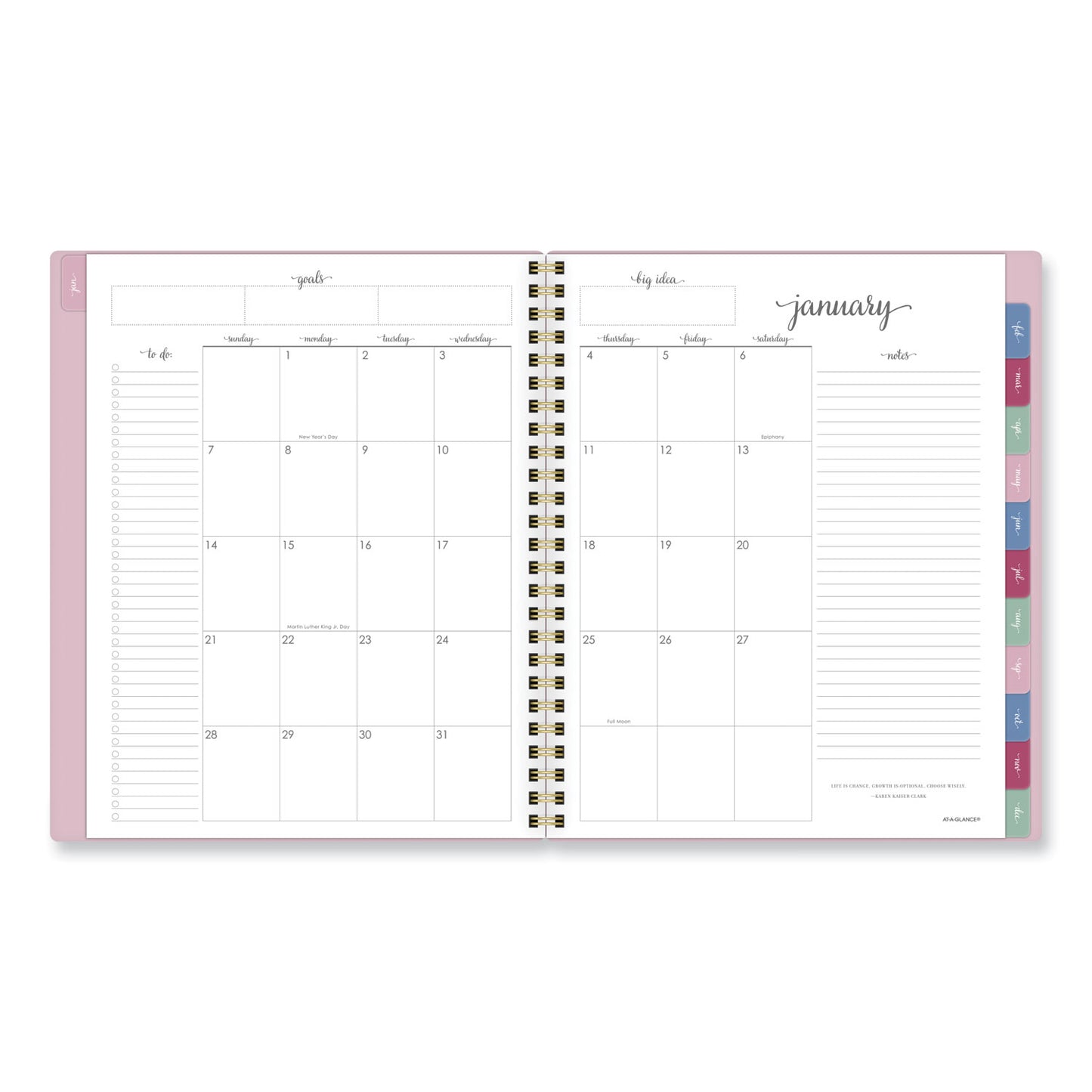 AT-A-GLANCE® Harmony Weekly/Monthly Poly Planner, 8.81 x 7.88, Pink Cover, 13-Month: Jan 2026 to Jan 2027 (AAG109980527)