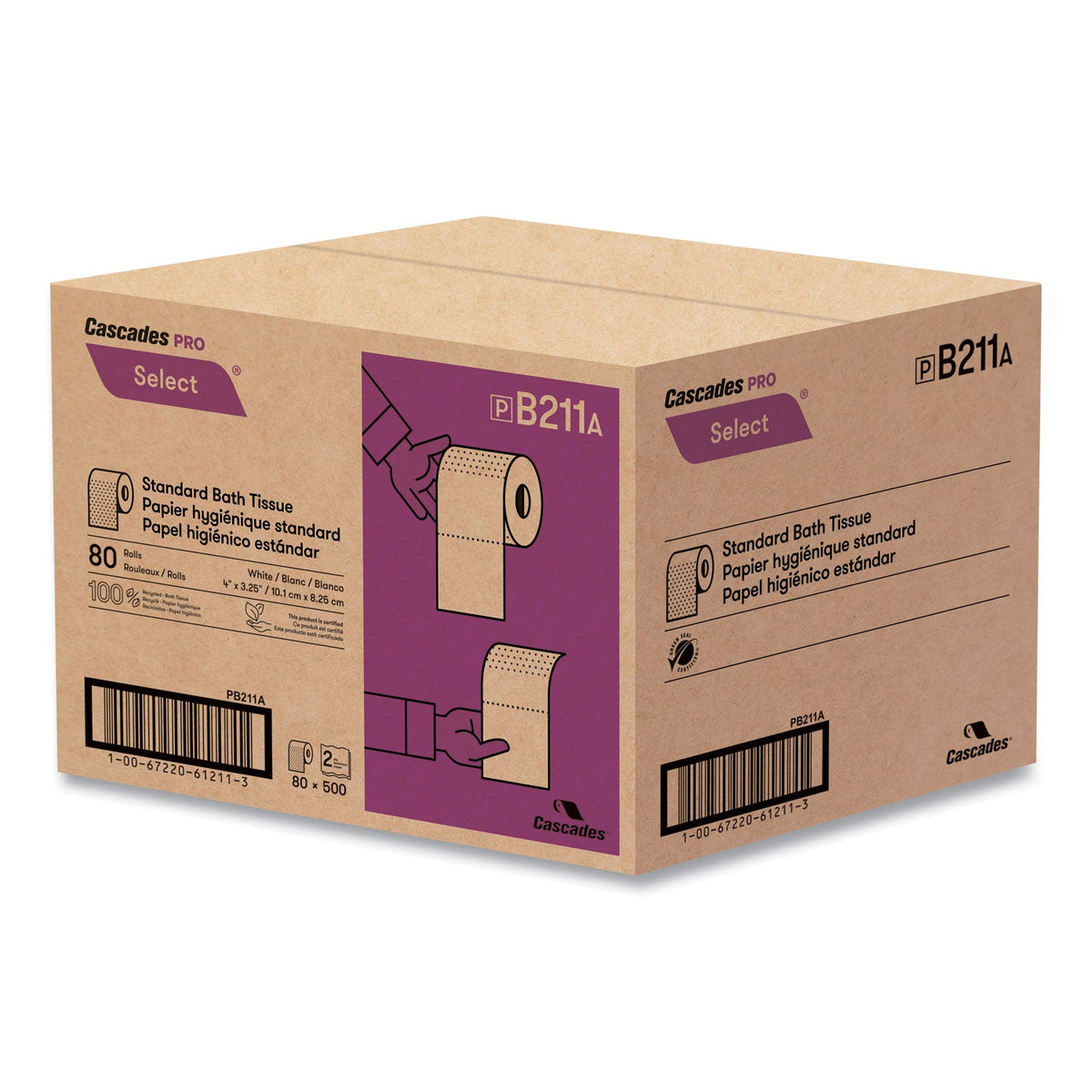 Cascade Proselect Mult Cascades PRO Select Standard Bath Tissue, 2-Ply, White, 500 Sheets/Rol ...
