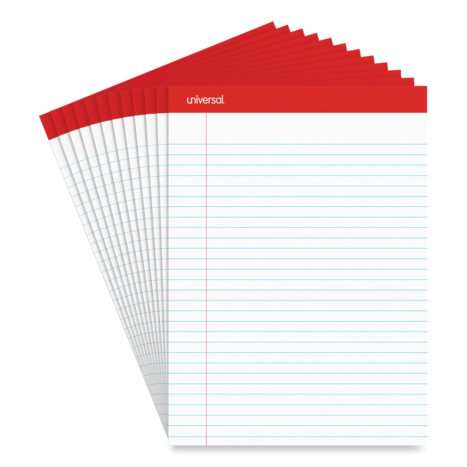 Universal® Perforated Ruled Writing Pads, Wide/Legal Rule, Red Headban ...