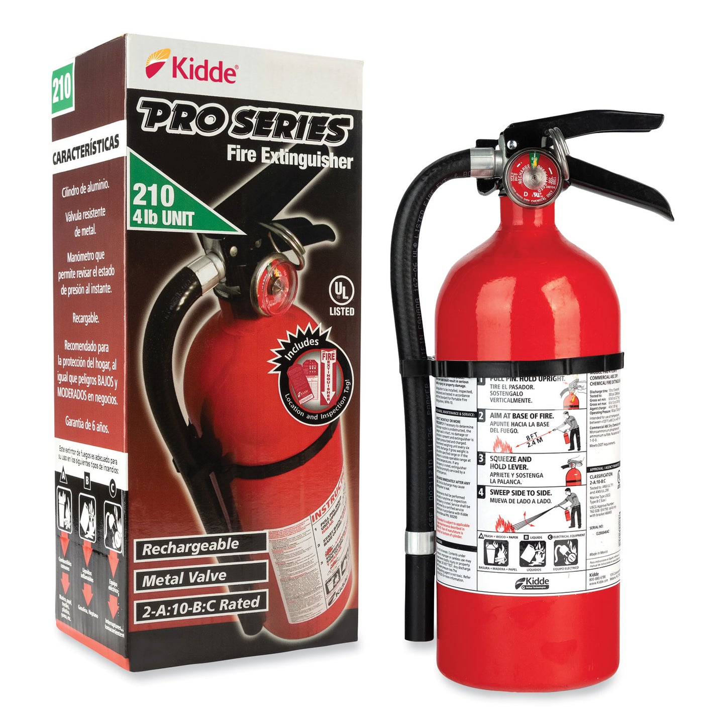 Kidde Pro 210 Fire Extinguisher, 2-A:10-B:C (KID21033044)