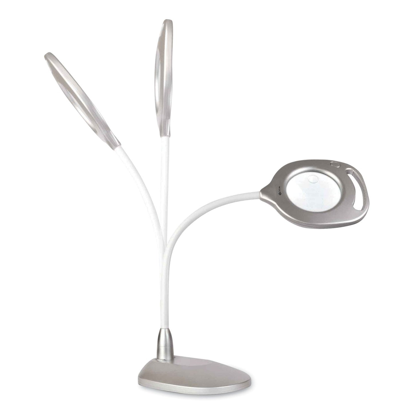 OttLite 2-in-1 LED Magnifier Floor and Table Light, 39.5" High, Silver/White (OTT43828CSHPR)