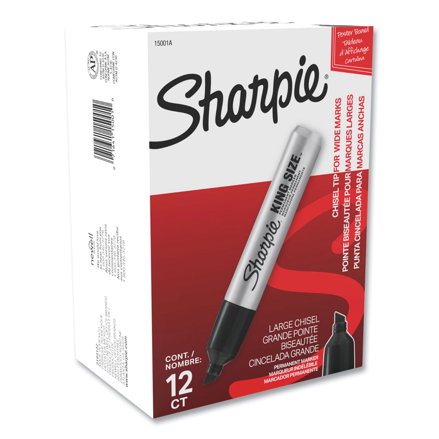 Sharpie® King Size Permanent Marker, Broad Chisel Tip, Black, Dozen (SAN15001B)