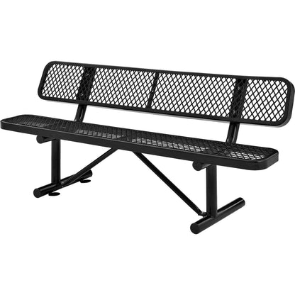 Global Industrial 6' Outdoor Steel Bench w/ Backrest, Expanded Metal, Black (WB277154BK)
