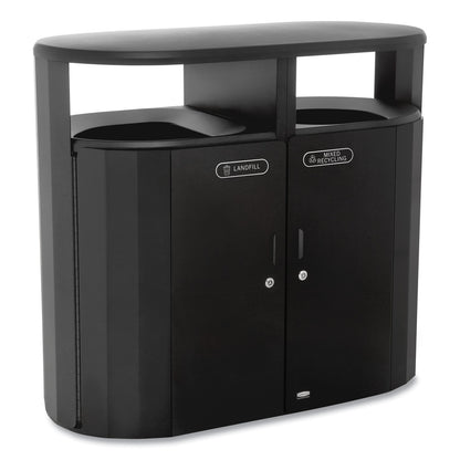 Rubbermaid® Commercial RESIST Dual Stream Waste and Recycling Container, 46 gal, Metal, Black (RCP2184980)