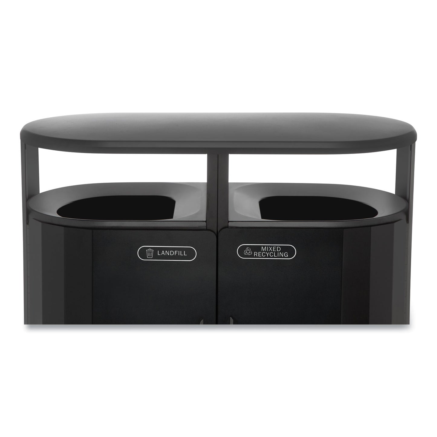 Rubbermaid® Commercial RESIST Dual Stream Waste and Recycling Container, 46 gal, Metal, Black (RCP2184980)