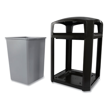 Rubbermaid® Commercial Landmark Series Classic Dome Top Container and Ashtray, 35 gal, Resin, Black (RCPFG397001BLA)