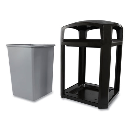 Rubbermaid® Commercial Landmark Series Classic Dome Top Container and Ashtray, 35 gal, Resin, Black (RCPFG397001BLA)