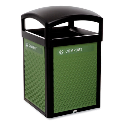 Rubbermaid® Commercial Medium Prelabeled Compost Waste Panels for Tailor and Landmark Series Containers, 20.72" x 0.5" x 27.95", Green, 4/Carton (RCP2182673)