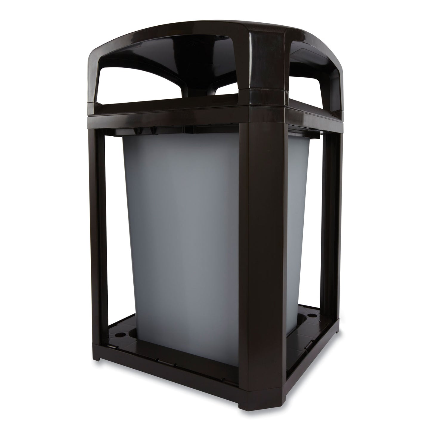 Rubbermaid® Commercial Landmark Series Classic Dome Top Container and Ashtray, 35 gal, Resin, Black (RCPFG397001BLA)