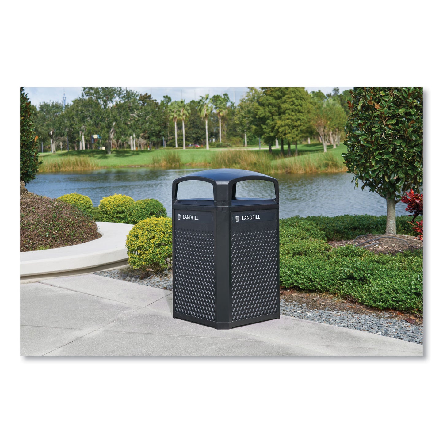 Rubbermaid® Commercial Medium Prelabeled Landfill Waste Panels for Tailor and Landmark Series Containers, 20.72" x 0.5" x 27.95", Black, 4/Carton (RCP2182671)