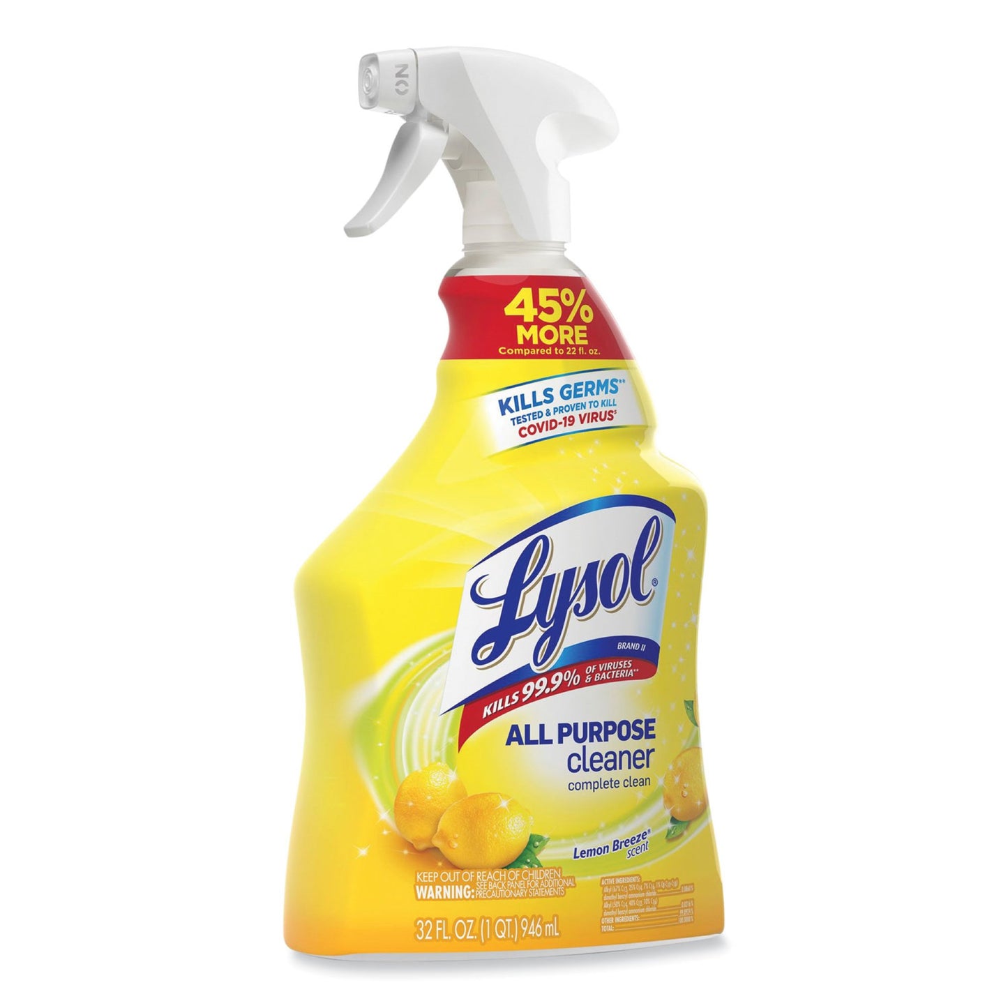 Lysol® All Purpose Surface Disinfectant Cleaner Trigger Spray Liquid 32 oz. Bottle Lemon Breeze Scent NonSterile (680982_CS)