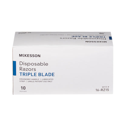 McKesson Personal Razor with Lubricating Strip Single Edge Triple Blade NonSterile Disposable (628717_EA)