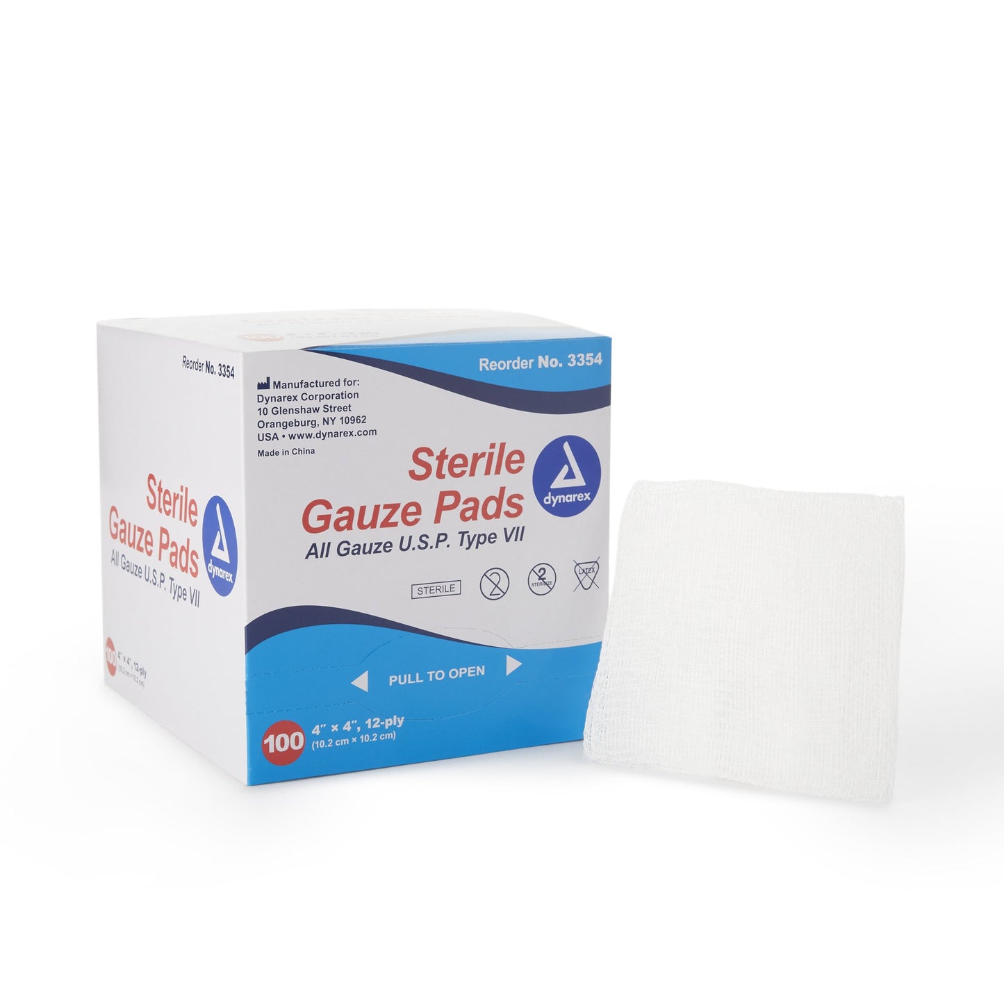 Dynarex® Gauze Sponge 4 X 4 Inch 12-Ply Sterile 1 per Pack (865436_BX)