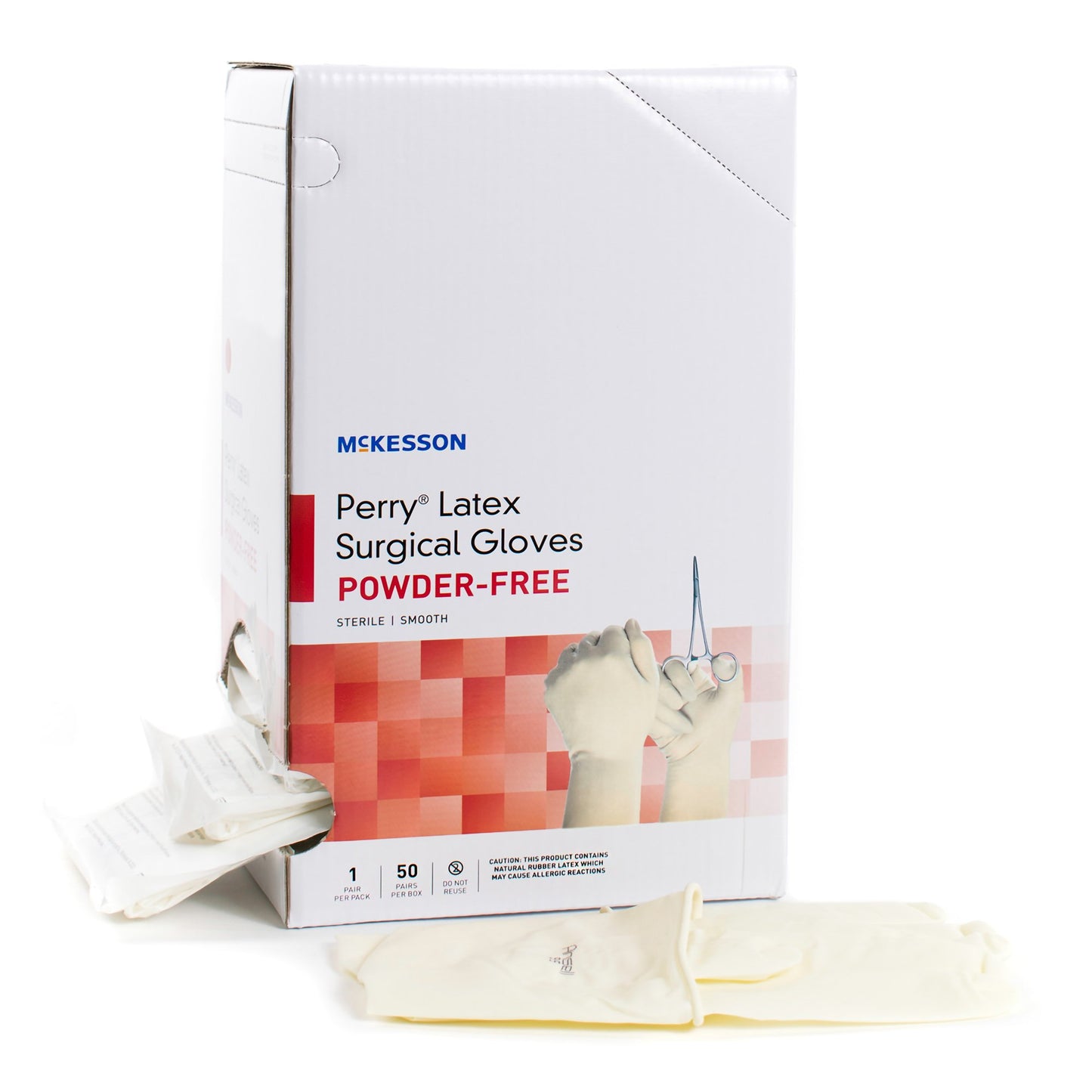 McKesson Perry® Surgical Glove Size 8.5 Sterile Latex Standard Cuff Length Smooth Cream Chemo Tested (1044709_PR)