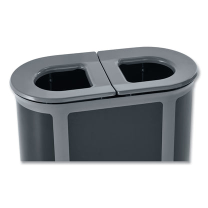 Rubbermaid® Commercial ENHANCE PILL Dual Stream Waste Receptacle, (2) 23 gal Capacity Bins, Metal, Umbra Gray/Pearl Gray (RCP2172843)