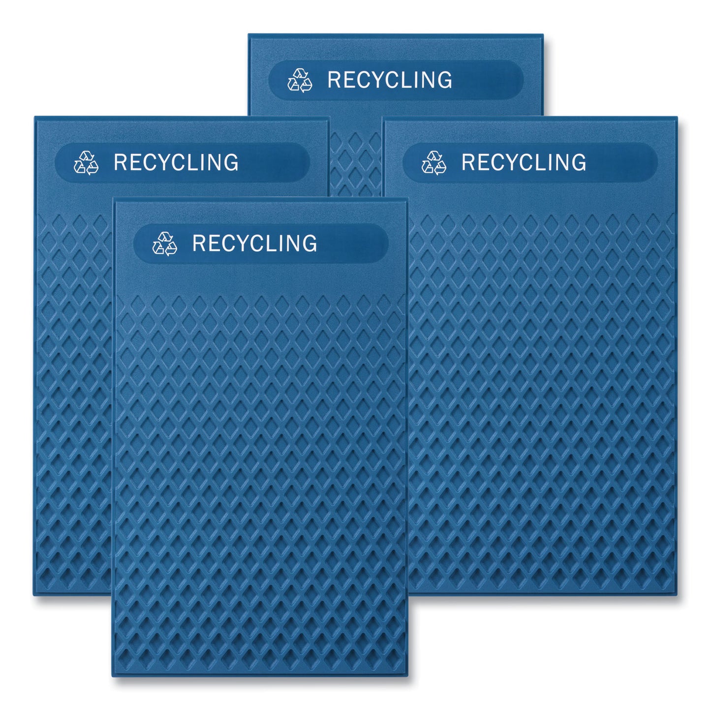 Rubbermaid® Commercial Large Prelabeled Recycled Waste Panels for Tailor and Landmark Series Containers, 20.72" x 0.5" x 34.33", Blue, 4/Carton (RCP2182674)