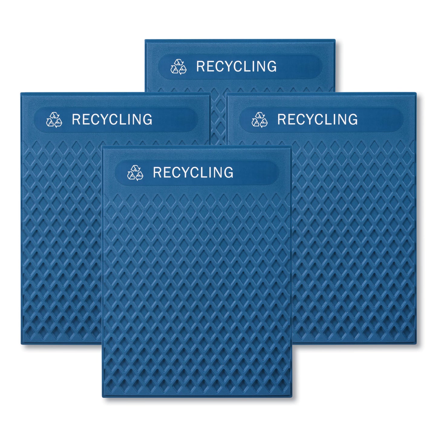 Rubbermaid® Commercial Medium Prelabeled Recycled Waste Panels for Tailor and Landmark Series Containers, 20.72" x 0.5" x 27.95", Blue, 4/Carton (RCP2182677)