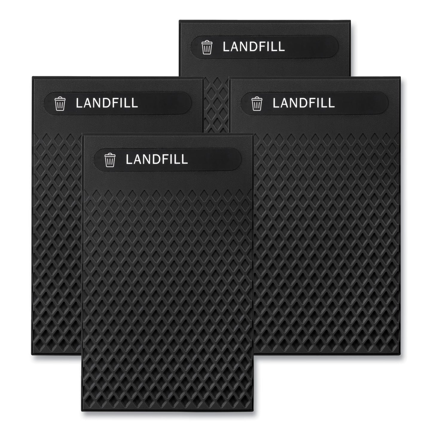 Rubbermaid® Commercial Large Prelabeled Landfill Waste Panels for Tailor and Landmark Series Containers 20.72" x 0.5" x 34.33", Black, 4/Carton (RCP2182679)