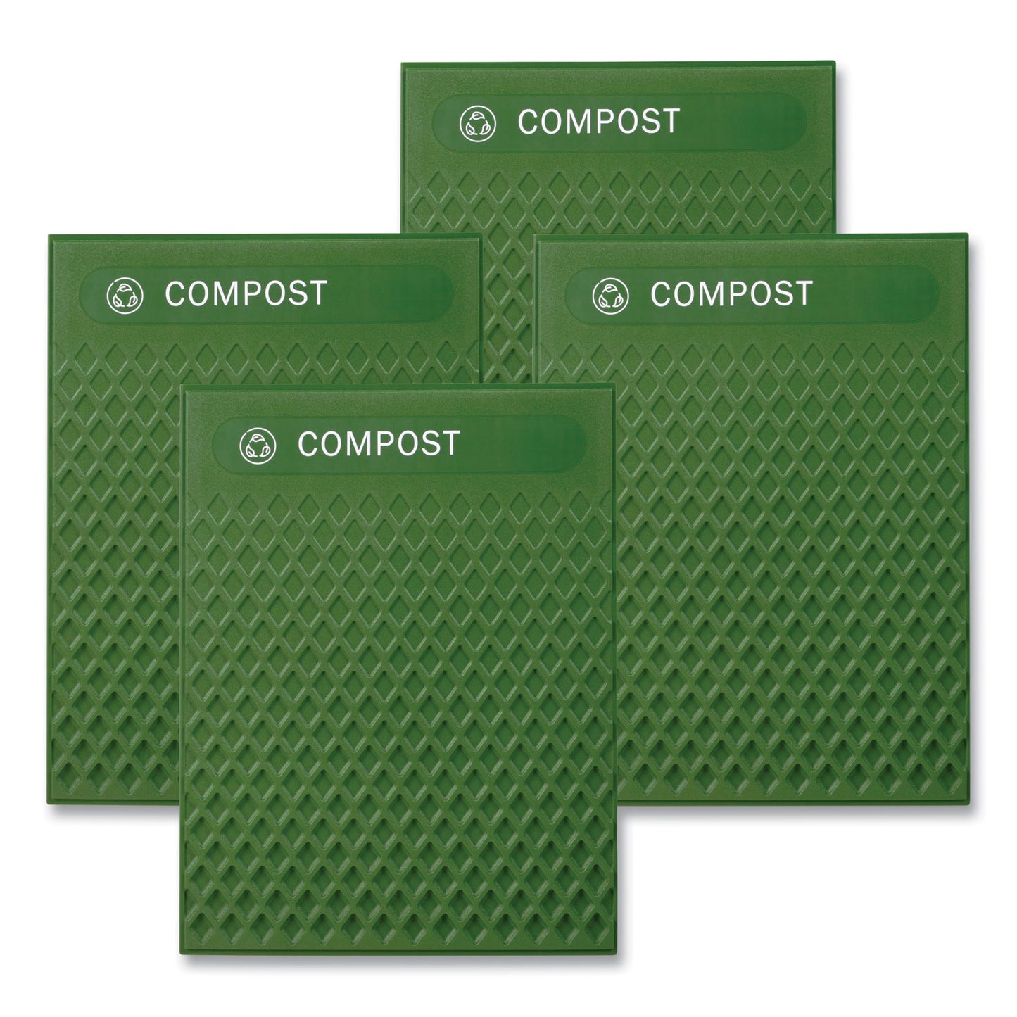 Rubbermaid® Commercial Medium Prelabeled Compost Waste Panels for Tailor and Landmark Series Containers, 20.72" x 0.5" x 27.95", Green, 4/Carton (RCP2182673)