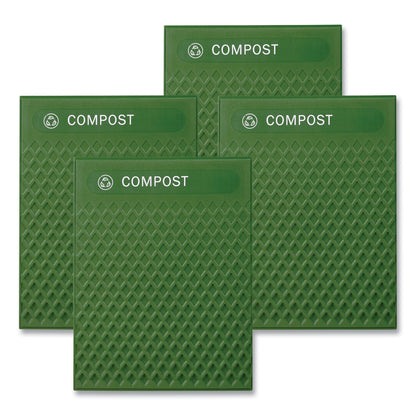 Rubbermaid® Commercial Medium Prelabeled Compost Waste Panels for Tailor and Landmark Series Containers, 20.72" x 0.5" x 27.95", Green, 4/Carton (RCP2182673)