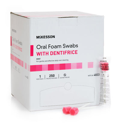 McKesson Oral Swab Dentifrice Foam Tip 1 per Pack (864692_CS)
