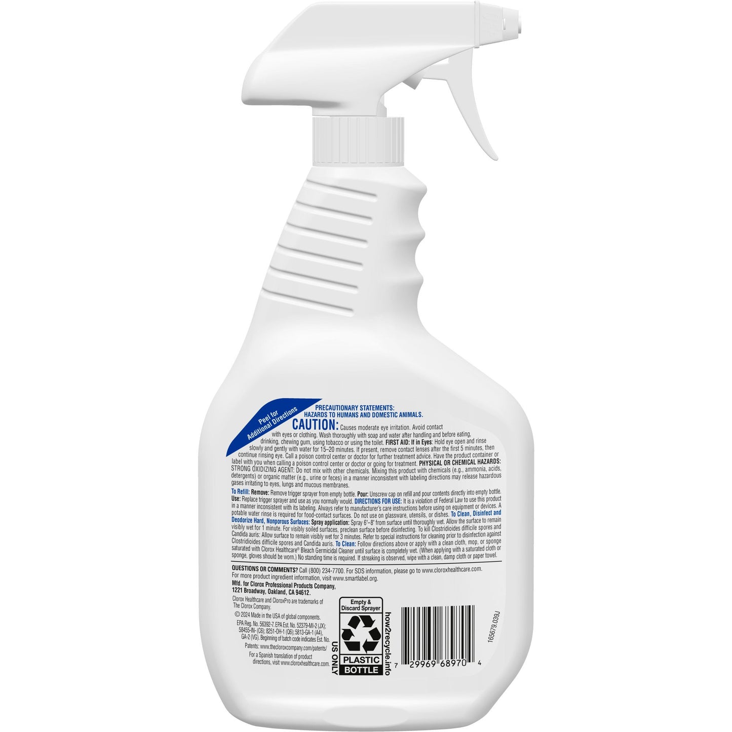 Clorox Healthcare® Bleach Germicidal Surface Disinfectant Cleaner Trigger Spray Liquid 32 oz. Bottle Fruity Floral Bleach Scent NonSterile (909774_CS)
