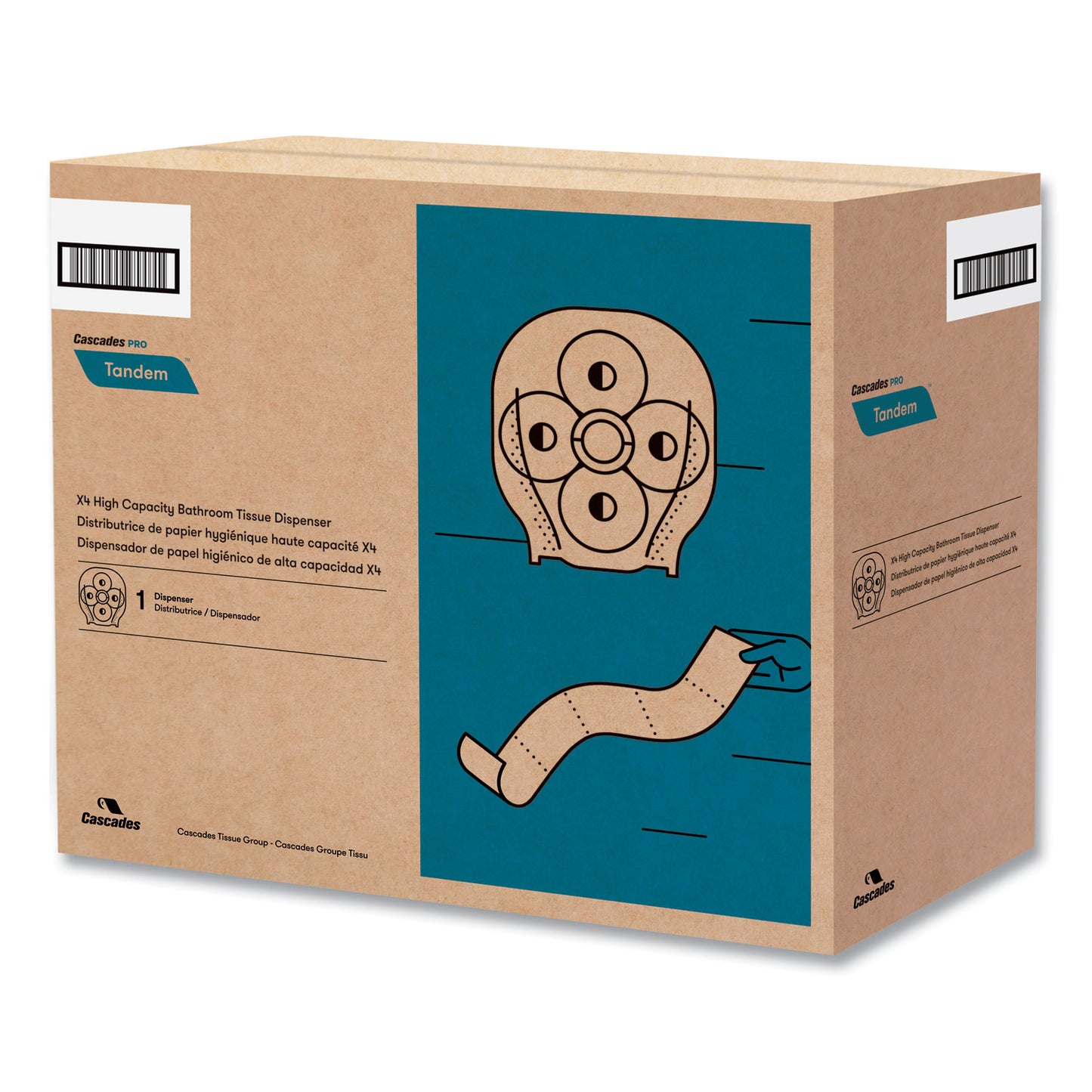 Cascades PRO Tandem High Capacity Bath Tissue Dispenser, 6.3 x 13.2 x 15.2, Smoked Gray (CSDC274)