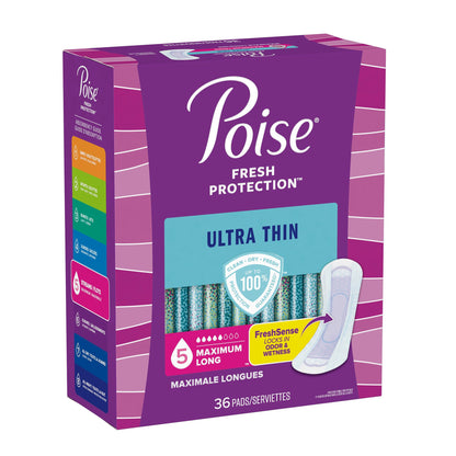 Poise® Fresh Protection™ Ultra Thin Bladder Control Pad 14.1 Inch Length Heavy Absorbency Sodium Polyacrylate Core One Size Fits Most (1205943_PK)