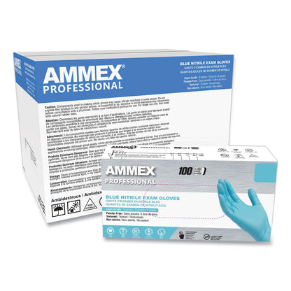 AMMEX® Professional Nitrile Exam Gloves, Powder-Free, Large, 3 mil Thick, 9.5" Long, Light Blue, 100/Box, 10 Boxes/Carton (AXCAPFN46100CT)
