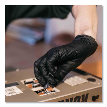 GloveWorks® by AMMEX® Industrial Nitrile Gloves, Powder-Free, Large, 5 mil Thick, 9.5" Long, Black, 100/Box, 10 Boxes/Carton (AXCGPNB46100)