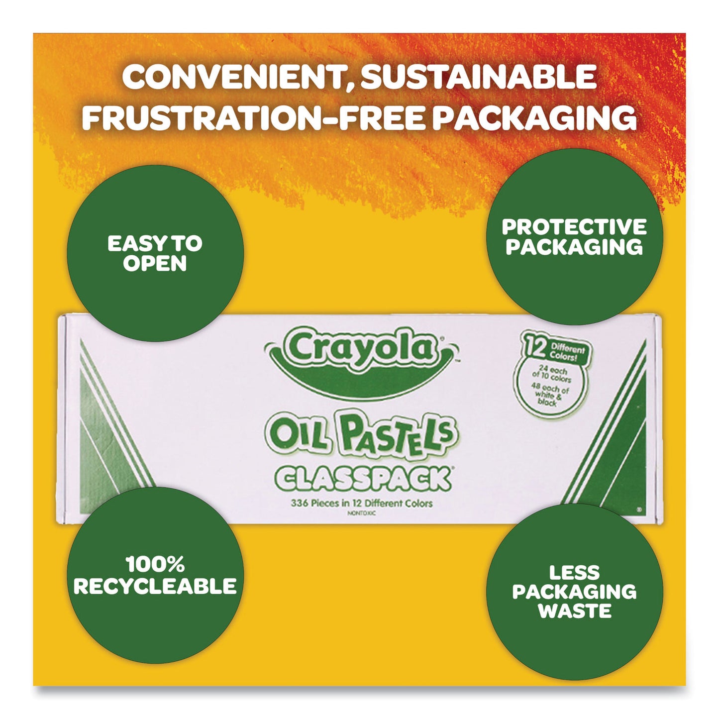 Crayola® Oil Pastels,12 Assorted Colors, 336/Pack (CYO524629)