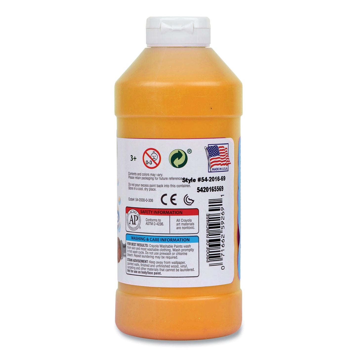 Crayola® Artista II Washable Tempera Paint, Peach, 16 oz Bottle (CYO543115033)